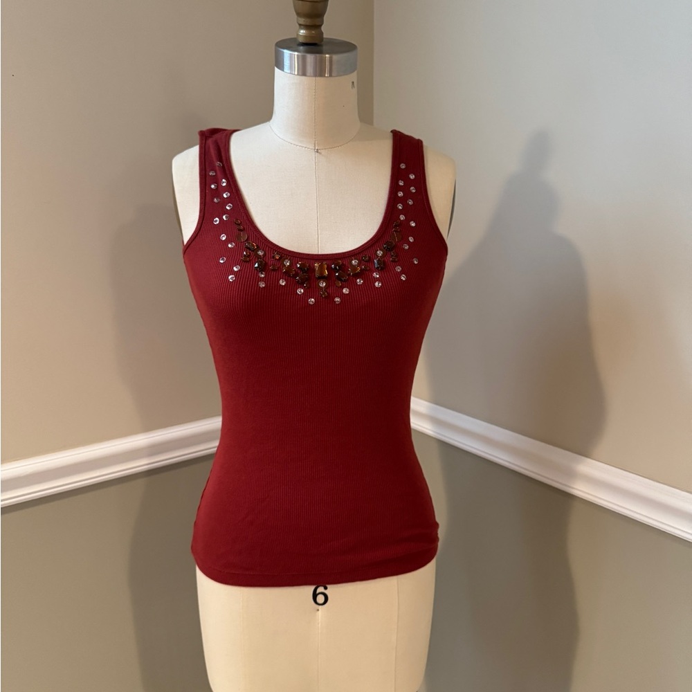 Express Embellished Red Tank Top